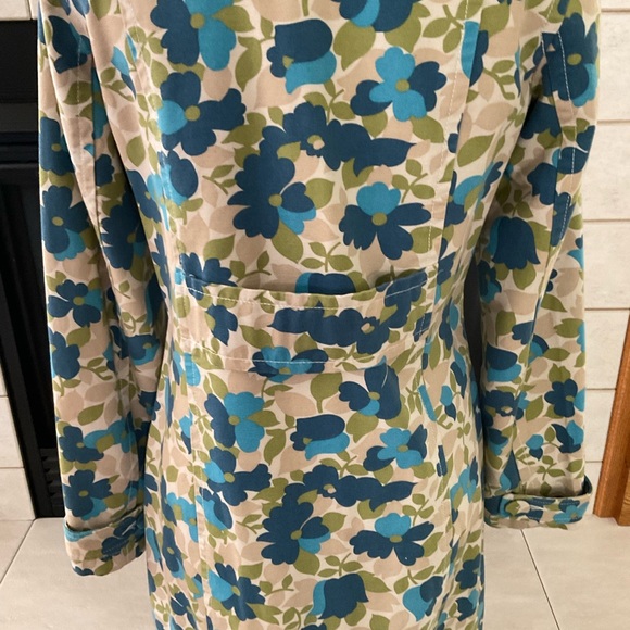 Vintage Y2K Old Navy Retro 60’s Style Floral Print Trench Coat, Women’s Sz S - Picture 8 of 11